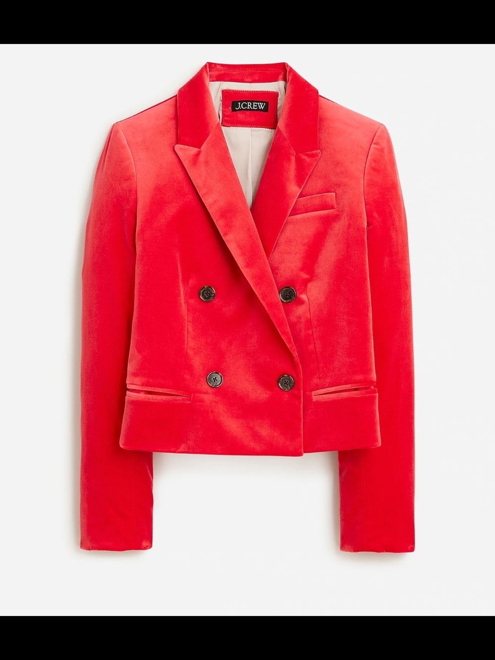 Cropped double-breasted blazer in stretch velvet